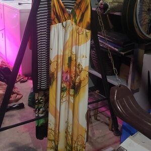 Long yellow flower dress